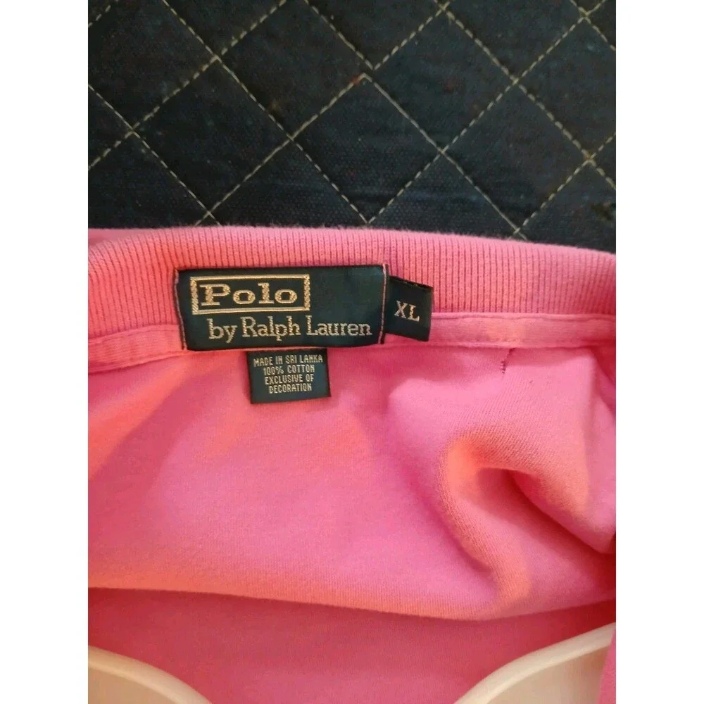 Ralph Lauren Men's Polo Pink Green Horse Size Extra Large 97% Cotton